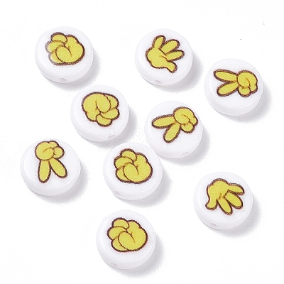 Opaque Printed Acrylic Beads SACR-F004-01B-1
