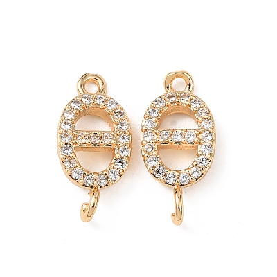 Brass Micro Pave Clear Cubic Zirconia Links KK-T082-10G-1