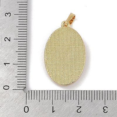 Rack Plating Brass Pave Shell Oval Pendants KK-U032-92G-12-1