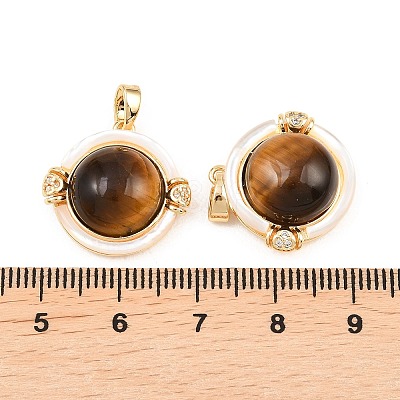 Natural Tiger Eye and Freshwater Shell Pendants KK-H538-24B-G-1