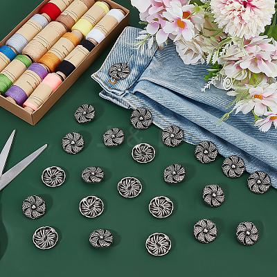 20Pcs Alloy Shank Buttons BUTT-PH0001-58AS-1