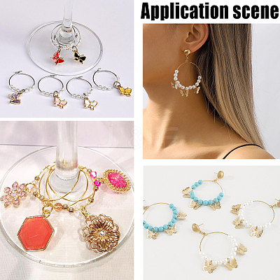 100Pcs 2 Colors 316 Surgical Stainless Steel Wine Glass Charms Rings STAS-BBC0005-95A-1