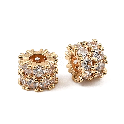 Brass Micro Pave Cubic Zirconia Beads KK-K374-20G-1