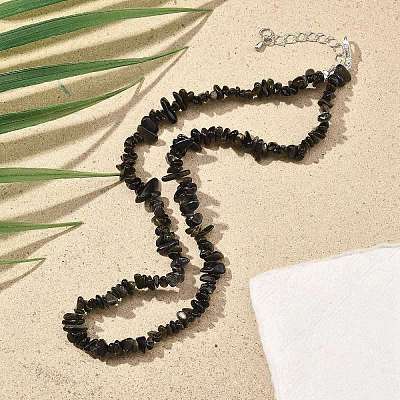 Natural Supper 7 Rutilated Quartz Chip Beaded Necklaces for Men Women NJEW-G159-01M-1