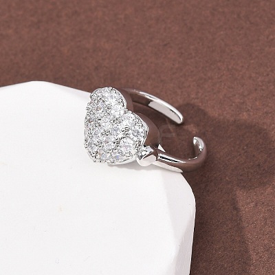 Brass Micro Pave Cubic Zirconia Cuff Open Rings RJEW-C153-02P-1