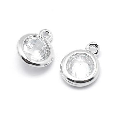 Brass Cubic Zirconia Pendants KK-P119-33-8x6mm-P-NR-1