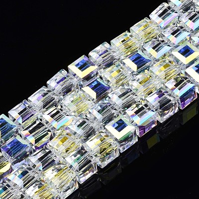 Electroplate Transparent Glass Beads Strands EGLA-N002-17C-B01-1