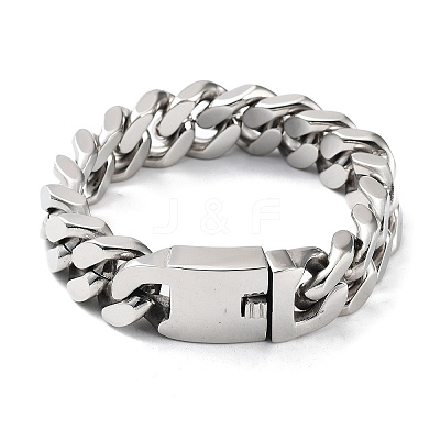 201 Stainless Steel Cuban Link Chains Bracelets for Men & Women BJEW-D031-21A-P-1-1