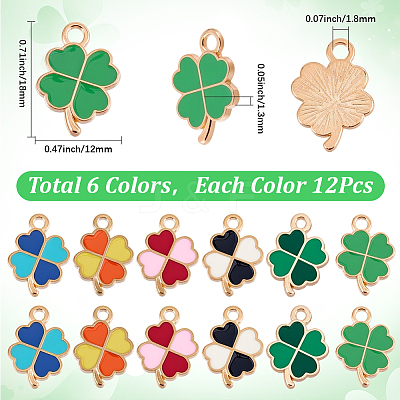 72Pcs 6 Colors Alloy Enamel Pendants ENAM-SC0008-08-1
