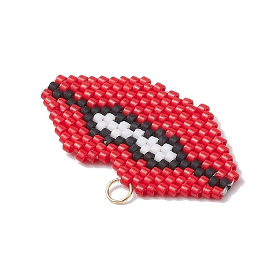 Handmade Glass Seed Beads Lip Pendants PALLOY-CJ00136-1
