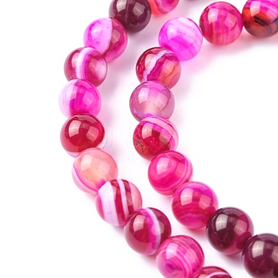 Natural Striped Agate/Banded Agate Bead Strands X-G-K166-13-8mm-03-1