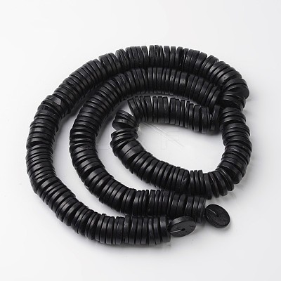 Dyed Natural Coconut Flat Round Bead Strands COCB-O003-12F-1