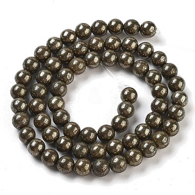 Natural Gold Pyrite Smooth Round Beads Strands G-F197-10-6mm-1