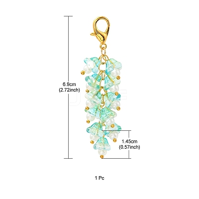 Trumpet Flower Glass Pendant Decorations HJEW-YW0001-02A-1
