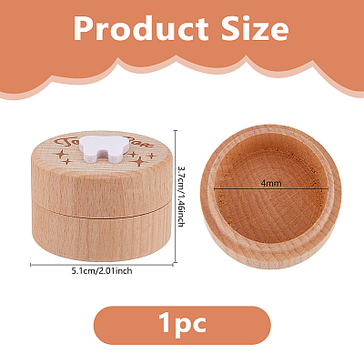 Round Printed Wood Baby Tooth Keepsake Cases with Lids CON-WH0099-75C-1