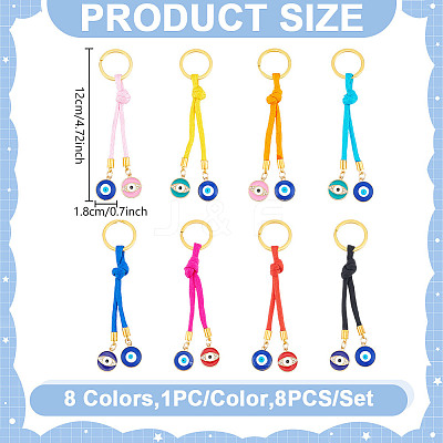 Polyester Cords & Alloy Enamel Evil Eye Keychain KEYC-DR00005-1