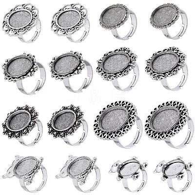 16Pcs 8 Style Adjustable Alloy Finger Rings Components FIND-SC0008-65-1