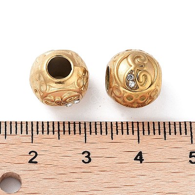 Ion Plating(IP) 304 Stainless Steel Rhinestone European Beads STAS-A092-10E-G-1