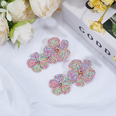 1 Pair Alloy Raffia Grass Stud Earrings EJEW-SP0001-19B-1