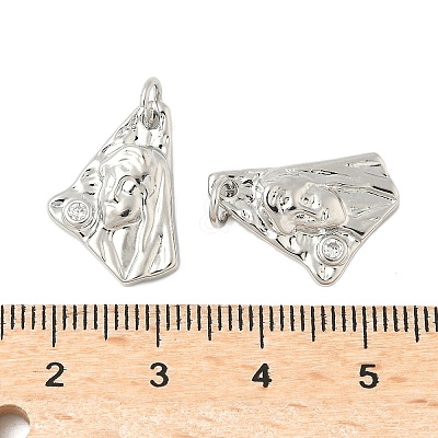 Brass Micro Pave Clear Cubic Zirconia Pendants KK-B139-24B-P-1
