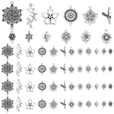 120Pcs 12 Styles Tibetan Style Zinc Alloy Connector Charms FIND-PH0005-74-1