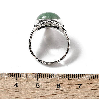 Natural Green Aventurine Adjustable Rings G-P560-03AS-03-1
