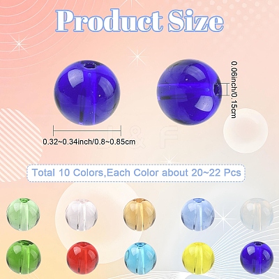 218Pcs 10 Colors Transparent Glass Beads GLAA-YW0005-12-1