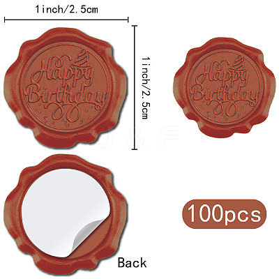 100Pcs Happy Birthday Adhesive Wax Seal Stickers DIY-CP0010-54A-1