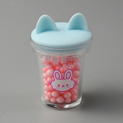 Transparent Resin Cat Ear Bottle Pendants RESI-WH0021-65B-1