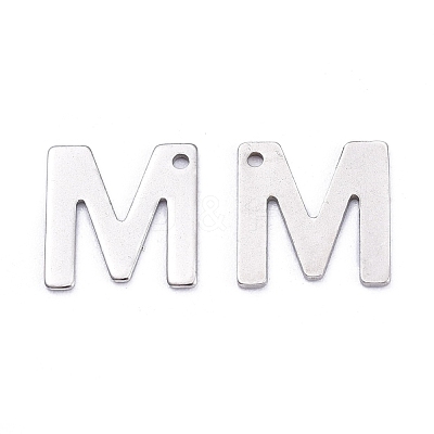 Tarnish Resistant 201 Stainless Steel Letter Charms STAS-S036-M-1