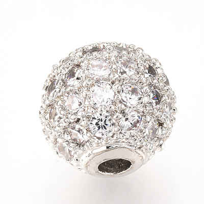 Brass Micro Pave Cubic Zirconia Beads ZIRC-Q013-8mm-142P-1