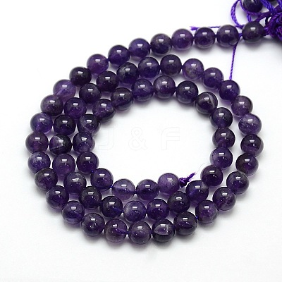 Natural Amethyst Round Bead Strands G-L170-6mm-02-1