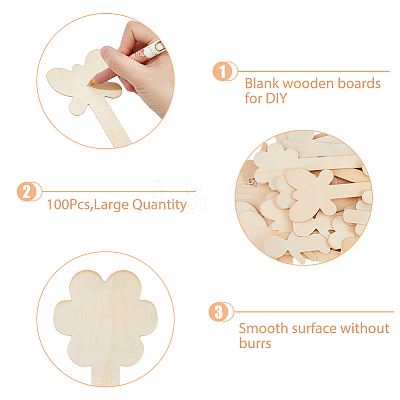 10 Bags 5 Styles Wooden Flat Craft Sticks WOOD-FH0002-10-1