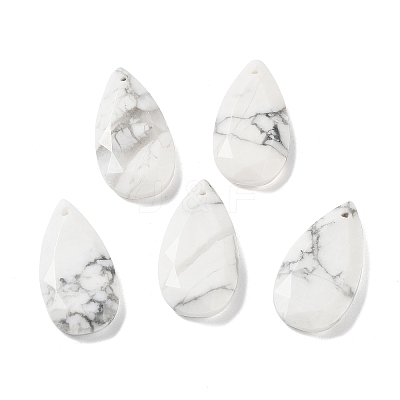 Natural Howlite Faceted Pendants G-D082-01A-1