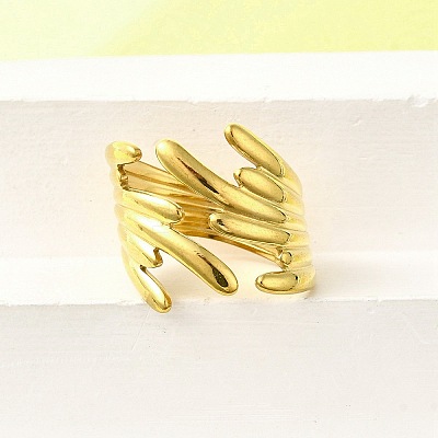 304 Stainless Steel Adjustable Cuff Rings for Women RJEW-B123-01G-04-1