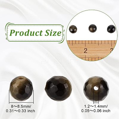 2 Strands Natural Golden Sheen Obsidian Beads Strands G-OC0003-52-1