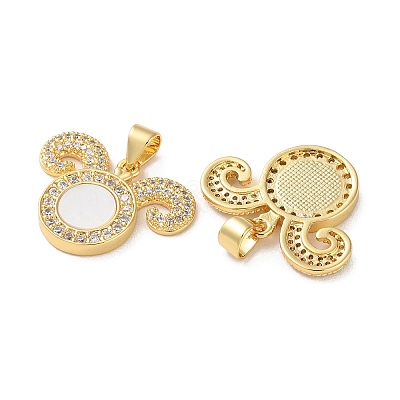 Brass Micro Pave Clear Cubic Zirconia Pendants KK-B083-40A-G-1