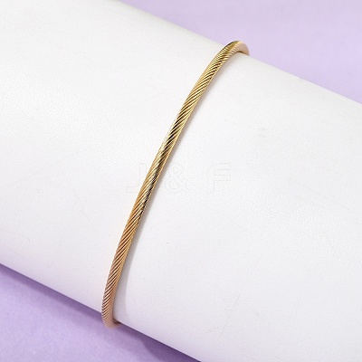 304 Stainless Steel Cable Wire Bangles for Women BJEW-P394-03G-1