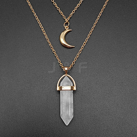 Natural Other Quartz Cone Pendant Double Layer Necklace UX9990-27-1