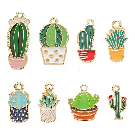 16Pcs 8 Style Alloy Enamel Pendants ENAM-FS0001-12-1