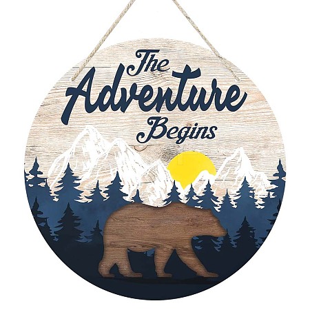 Bear & Forest Pattern Wall Hanging Sign BEAR-PW0001-72A-1