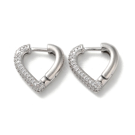 Brass Pave Clear Cubic Zirconia Hoop Earrings EJEW-M258-04P-1