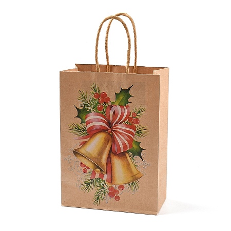 Christmas Theme Printed Kraft Paper Bags with Handles ABAG-M008-08C-1
