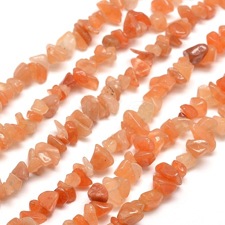 Natural Red Aventurine Chip Bead Strands X-G-M205-10A-1