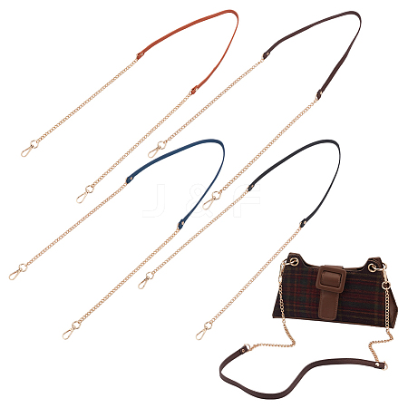 4Pcs 4 Colors PU Leather Alloy Purse Chains FIND-AR0005-99G-1