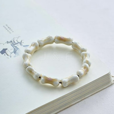 Handmade Porcelain Bone Beaded Stretch Bracelets WG788E8-01-1