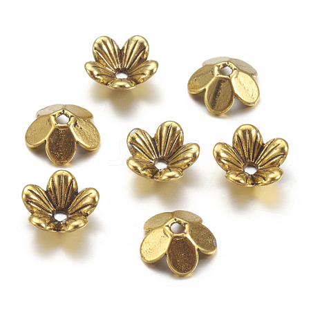 Tibetan Style Flower Alloy Bead Caps TIBEP-S192-AG-NR-1