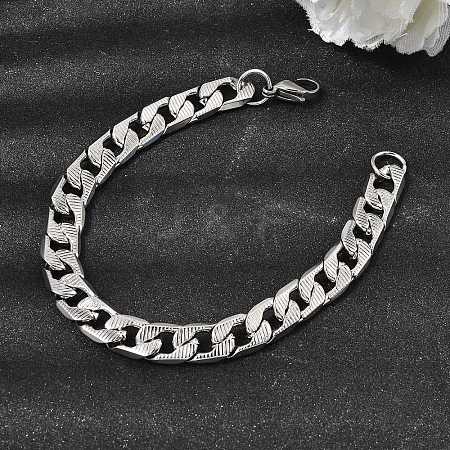 201 Stainless Steel Cuban Link Chains Bracelets for Women Men STAS-T077-19A-03P-1