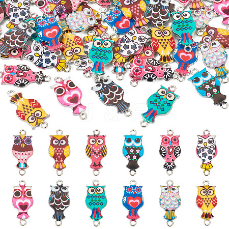 48Pcs 12 Colors Alloy Enamel Connector Charms FIND-TA0002-26-1