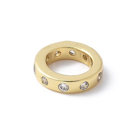 Brass Micro Pave Cubic Zirconia European Beads KK-K399-14G-01-1